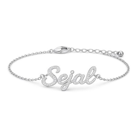 Handcrafted 925 Silver Iced Personalized Name Bracelet